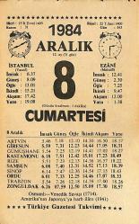 8 Aralık 1984 Takvim Yaprağı - Doğum Günü Hediyesi EFMN14516