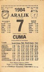7 Aralık 1984 Takvim Yaprağı - Doğum Günü Hediyesi EFMN14517