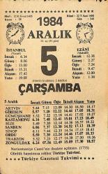 5 Aralık 1984 Takvim Yaprağı - Doğum Günü Hediyesi EFMN14519