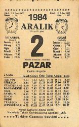 2 Aralık 1984 Takvim Yaprağı - Doğum Günü Hediyesi EFMN14522