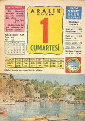 1 Aralık 1984 Takvim Yaprağı - Doğum Günü Hediyesi EFMN14780