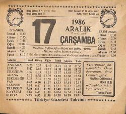17 Aralık 1986 Takvim Yaprağı - Doğum Günü Hediyesi EFMN14856