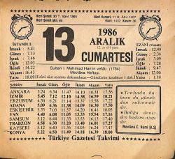 13 Aralık 1986 Takvim Yaprağı - Doğum Günü Hediyesi EFMN14860