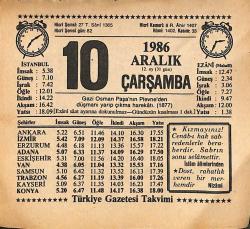10 Aralık 1986 Takvim Yaprağı - Doğum Günü Hediyesi EFMN14863