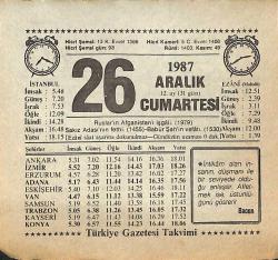 26 Aralık 1987 Takvim Yaprağı - Doğum Günü Hediyesi EFMN14985