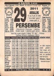 29 Aralık 2011 Takvim Yaprağı - Doğum Günü Hediyesi EFMN15230