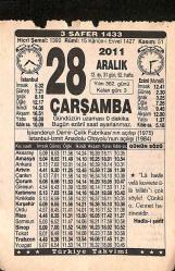 28 Aralık 2011 Takvim Yaprağı - Doğum Günü Hediyesi EFMN15231