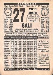 27 Aralık 2011 Takvim Yaprağı - Doğum Günü Hediyesi EFMN15232