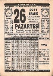 26 Aralık 2011 Takvim Yaprağı - Doğum Günü Hediyesi EFMN15233