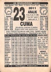 23 Aralık 2011 Takvim Yaprağı - Doğum Günü Hediyesi EFMN15236