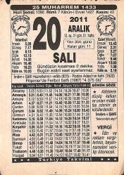 20 Aralık 2011 Takvim Yaprağı - Doğum Günü Hediyesi EFMN15239