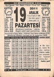 19 Aralık 2011 Takvim Yaprağı - Doğum Günü Hediyesi EFMN15240