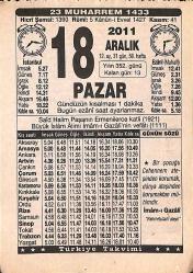 18 Aralık 2011 Takvim Yaprağı - Doğum Günü Hediyesi EFMN15241