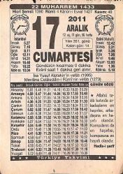 17 Aralık 2011 Takvim Yaprağı - Doğum Günü Hediyesi EFMN15242