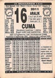 16 Aralık 2011 Takvim Yaprağı - Doğum Günü Hediyesi EFMN15243