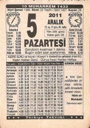 5 Aralık 2011 Takvim Yaprağı - Doğum Günü Hediyesi EFMN15254
