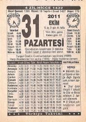 31 Ekim 2011 Takvim Yaprağı - Doğum Günü Hediyesi EFMN15289