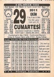 29 Ekim 2011 Takvim Yaprağı - Doğum Günü Hediyesi EFMN15291