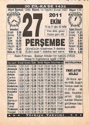 27 Ekim 2011 Takvim Yaprağı - Doğum Günü Hediyesi EFMN15293