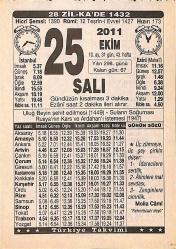 25 Ekim 2011 Takvim Yaprağı - Doğum Günü Hediyesi EFMN15295