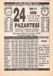 24 Ekim 2011 Takvim Yaprağı - Doğum Günü Hediyesi EFMN15296