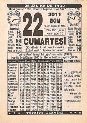 22 Ekim 2011 Takvim Yaprağı - Doğum Günü Hediyesi EFMN15298