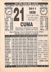 21 Ekim 2011 Takvim Yaprağı - Doğum Günü Hediyesi EFMN15299