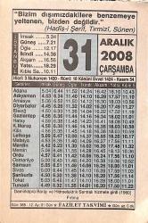 31 Aralık 2008 Takvim Yaprağı - Doğum Günü Hediyesi EFMN15303
