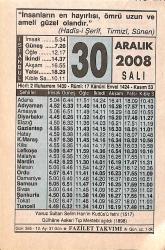 30 Aralık 2008 Takvim Yaprağı - Doğum Günü Hediyesi EFMN15304