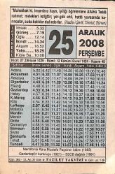 25 Aralık 2008 Takvim Yaprağı - Doğum Günü Hediyesi EFMN15309