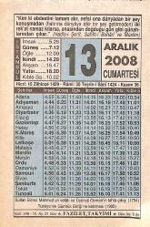 13 Aralık 2008 Takvim Yaprağı - Doğum Günü Hediyesi EFMN15320