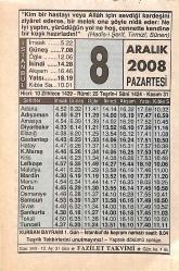 8 Aralık 2008 Takvim Yaprağı - Doğum Günü Hediyesi EFMN15325