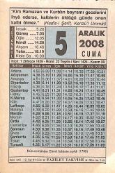 5 Aralık 2008 Takvim Yaprağı - Doğum Günü Hediyesi EFMN15328