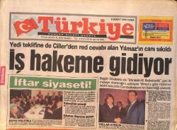 Türkiye Gazetesi 9 Şubat 1996 - Yılmaz'ın Yedi Teklifine Çillerden Red - Atlantik teki Kazada 106 Ceset Köpek Balıklarına Yem Oldu GZ158278