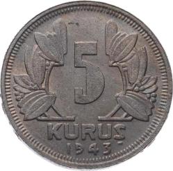 1943 5 Kuruş ÇİL TCM3045