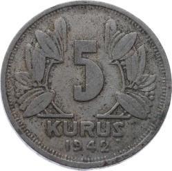 1942 5 Kuruş Temiz TCM3048