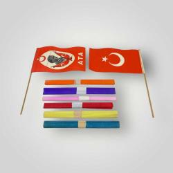 1980's Okul Süsü Abajur Ve Ahşap Saplı Bayrak Lotu AOB5059