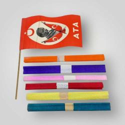 1980's Okul Süsü Abajur Ve Ahşap Saplı Bayrak Lotu AOB5060