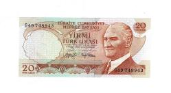 6.Emisyon 3.Tertip 20 Türk Lirası Seri G49 ÇİL TCK10012