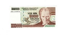 7.Emisyon 3.Tertip 100.000 Türk Lirası Seri J01 ÇİL TCK10026