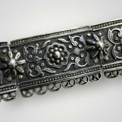 Gümüş Savatlı Damgalı Antika Çerkez Kemeri AOB6019