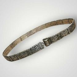 Gümüş Savatlı Damgalı Antika Çerkez Kemeri AOB6020