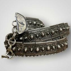 Gümüş Savatlı Damgalı Antika Çerkez Kemeri AOB6021