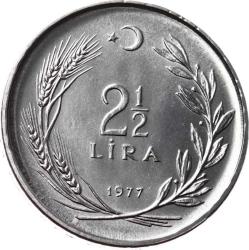 1977 yılı 2½ Lira FAO ÇİL *Herkese Ekmek ve Konut* (Ters) TCM3049