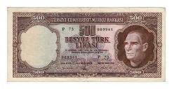 5.Emisyon 3.Tertip 500 Türk Lirası Seri P73 ÇT+ TCK10048