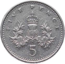 İngiltere 5 Pence 1991* Elizabeth II * ÇT+ YMP11069