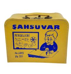 1970's Şahsuvar Pergelleri Görselli Bavul Tip Okul Çantası AOB5285