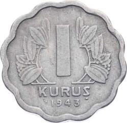 1943 Yılı 1 Kuruş ÇT+ TCM3106