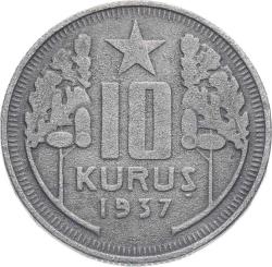 1937 Yılı 10 Kuruş ÇT TCM3112