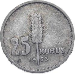 Türkiye Cumhuriyeti 1935 Yılı 25 Kuruş Gümüş ÇT TCM3118 #266